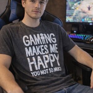 Gaming Makes me Happy Gray T-Shirt sz L